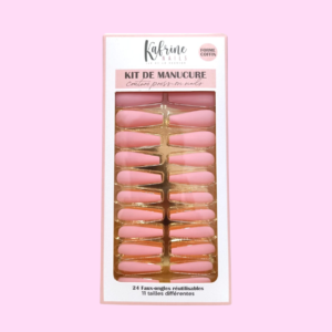 PRESS ON NAILS- COFFIN EXTRÊME UNIS ROSE