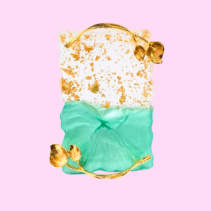 SUPPORT EN MARBRE- VERT & DORE