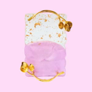 SUPPORT EN MARBRE- MAUVE & DORE