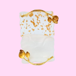 SUPPORT EN MARBRE- BLANC & DORE